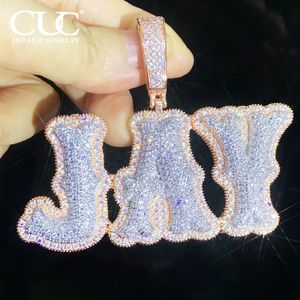 CUC personnalisé Double lettre nom pendentif avec zircone glacée or argent couleur collier hommes femmes Hip Hop bijoux 240106
