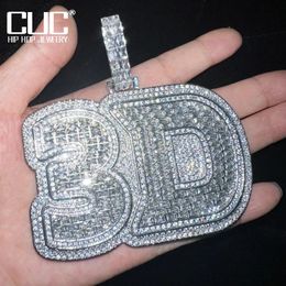 CUC – collier Hip Hop personnalisé avec nom, chaîne pour hommes, Baguette en Zircon, pendentif avec grande lettre, bijoux, cadeau personnalisé, 240119