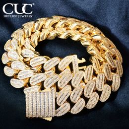CUC hommes Baguette HipHop collier 21mm grande couleur or chaîne cubaine glacé zircone Miami lien mode Rock rappeur bijoux 240229