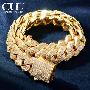 CUC Men Hip Hop Necklace 20mm 4Row Miami Cuban Chain Gold Color Iced Out Zirconia Link Fashion Rock Rapper Jewelry 240131