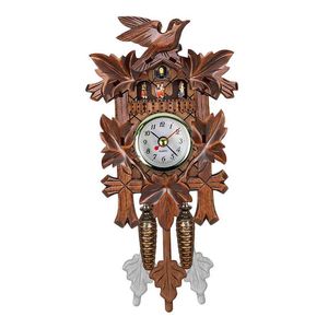 Cuckoo Clock Quartz-Beweging Houten Kunst Wall Ing Clock Alarm Decor H1230
