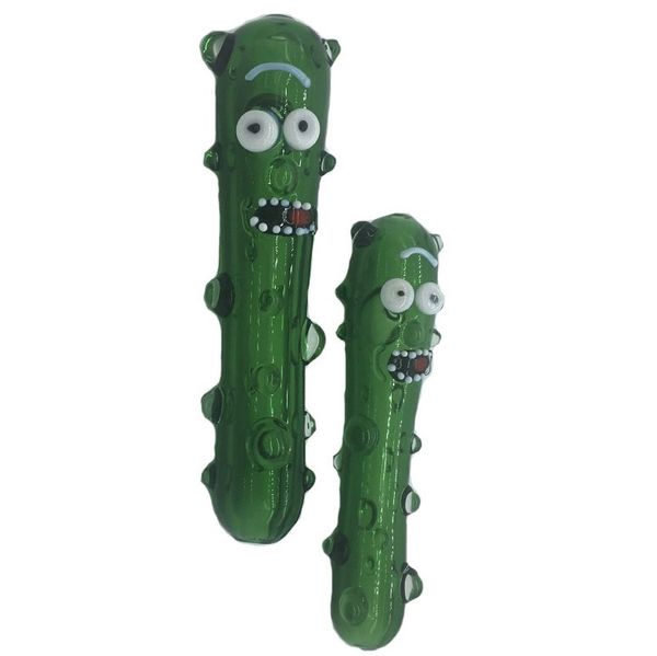 Concombre Drôle Pickle Fumer Pipe En Verre 12cm Cuillère À Tabac Pipe À Eau En Pyrex Pour Vaporisateur D'herbes Sèches Narguilé Plate-Forme Pétrolière Bongs En Verre