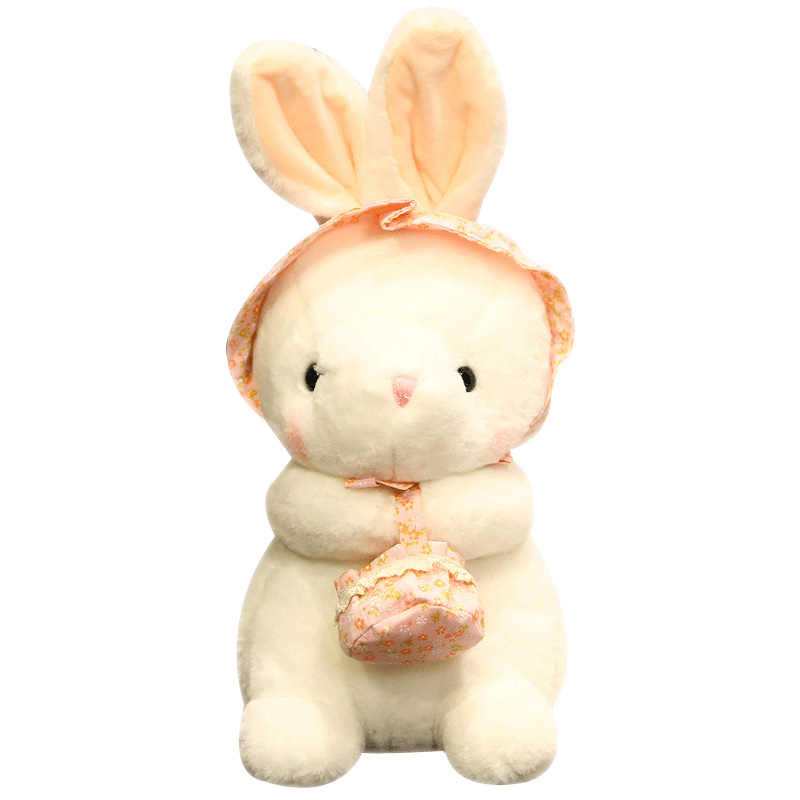 Cesta fofinha coelhinho brinquedo de pelúcia cama boneca carinho coelhinho branco boneca menina presente de aniversário