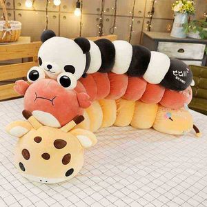 Câlin coloré géant en forme de chenille en peluche enfants doux en peluche Panda girafe crabe oreiller poupée filles jouet oreiller drôle cadeau J220729
