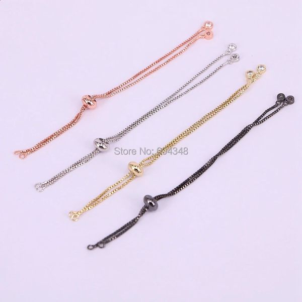 Brazalete 20PCS Oro / Negro / Oro rosa / Pulsera de cadena de color plateado Pulsera de macramé de cadena ajustable para joyería de mujer DIY 231116