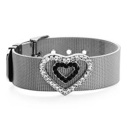 manchetbunge verstelbare polsbandarmbanden Love Heart armbanden voor vrouwen mode gevlochten armbanden met stenen wrap armbanden
