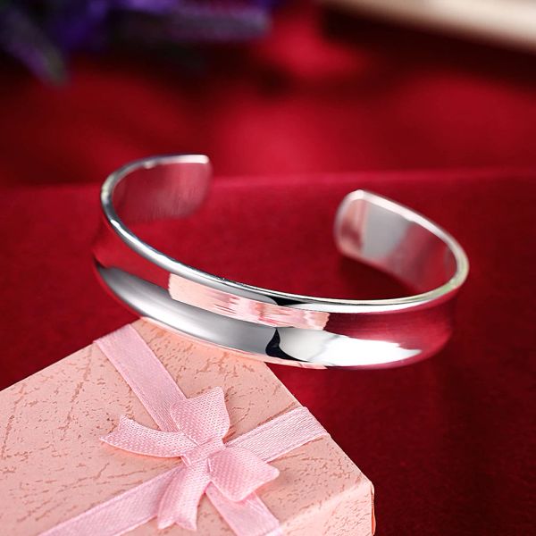 Bracelet manchette pour femmes, bijoux de fête de mariage, à la mode, mignon, joli cadeau, circulaire ouvert, en or blanc 14K