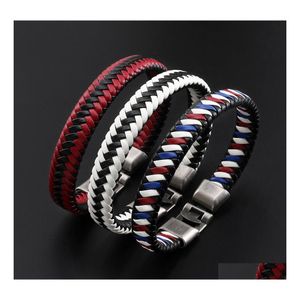 Bracelet en cuir tressé à breloque de manchette, motif Mticolor, boucle en alliage pour femmes, livraison directe, bijoux Bracelets Dhik4