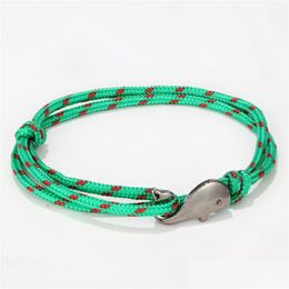 Manchet schattige zwarte walvissen charme paracord armbanden zomer strand sieraden voor liefhebbers cadeau drop levering Dheew