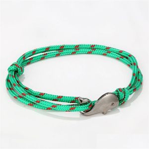 Manchette mignon baleines noires charme Paracord Bracelets été plage bijoux pour les amoureux cadeau livraison directe Dheew