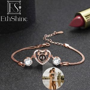 Manchette EthShine 925 Sterling Silver Projection Po Bracelet Personnalisé Commémoratif Personnalisé Bracelet Bijoux Cadeau D'anniversaire Des Femmes 230725