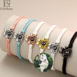 Manchet Ethshine Gepersonaliseerde Po Projectie Armband Aangepaste Po Dog Claw Bracelet Pet Po Ketting Cat Claw Hanger Commemorative Gift 230725