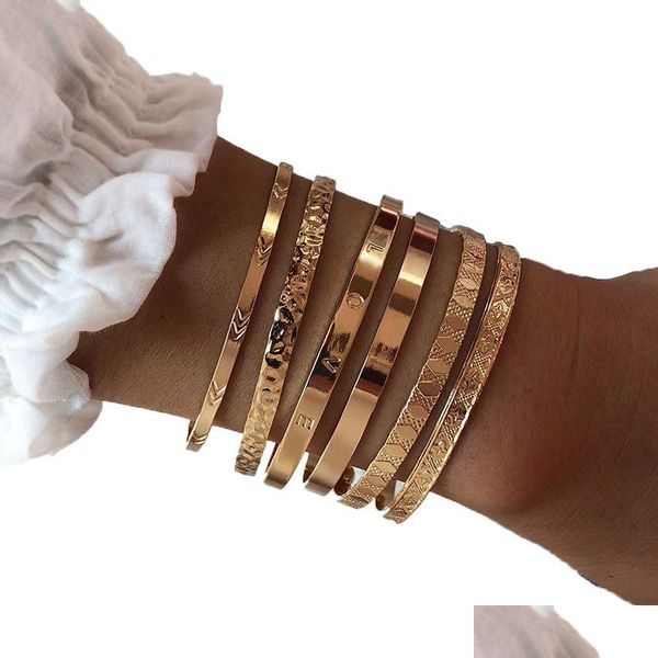 CUFF Europa y American Fashion Pulsel Juego de apertura femenina Love Love Diamond Punk Alloy Sier Gold Black Metal Color Jewellry DHSHC