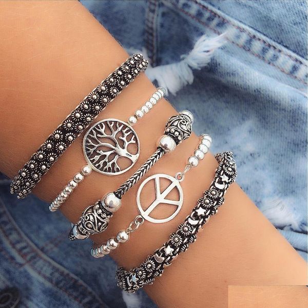 Manchette Mode Antique 925 Sier Bangle Ouvert Femmes Bracelets Mignon Lune Et Étoile Daisy Bracelets Pour Bijoux De Bricolage En Gros Drop Livraison Dhexh