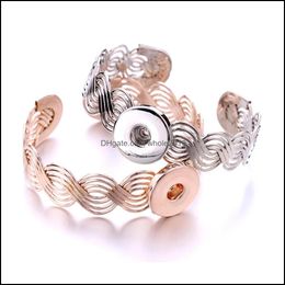 Manchette Or Sier Creux En Alliage De Métal Bouton Pression Bracelet Bijoux 18Mm Snaps Bracelet Pour Femmes Bracelets Drop Delivery Dhjbl