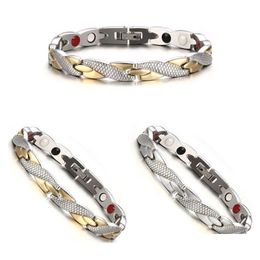 Bracelet magnétique sain à la coiffe pour les femmes Menés de thérapie électrique Bracelles de magnétite Bracelets Bangles Bijoux de soins de santé Livraison