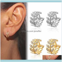 Cuff Jewelryfull Tree Diamond Boucles d'oreilles, boucles d'oreilles de bagues, feuilles incrustées de zircon, fermoirs et clips d'oreille Drop Delivery 2021 L1Qip