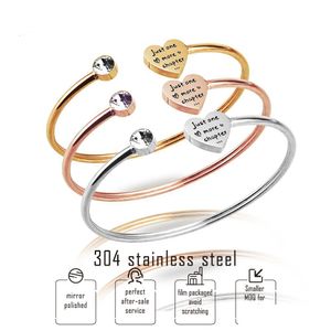 Brazalete Solo un capítulo más Brazalete inspirador para mujeres Hombres Amor Corazón Cristal Pulseras abiertas Acero inoxidable Nunca se desvanece Moda Dr Dhna8