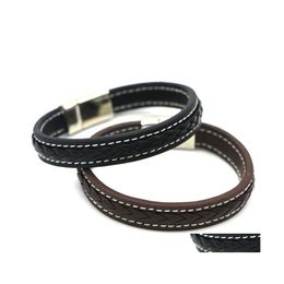Version coréenne de la coiffe du bracelet tissé en cuir simple en cuir classique classique punk marée mâle en acier en acier