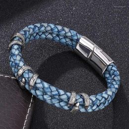 Manchet Lederen Armband Mannen vintage retro gevlochten echte Armbanden Homme Femme Heren Armbanden Handgemaakte Sieraden Pulseras12796