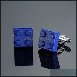 Gemelli e fermacravatta Set Gemelli da uomo Muticolor Bricks Design Blu Rosso Nero Opzione 8 colori Rame Novità Gemelli Drop Deli Dhu1C