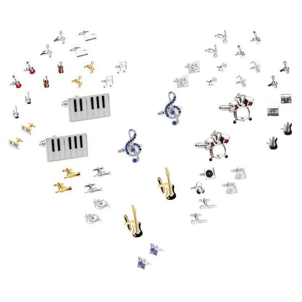 Enlaces de manguito 29 Música de diseño Gosina para hombres Fashlinks de acordeón Guitar Violín Violín Saxofón Saxofón Basos Radio auriculares y altavoces