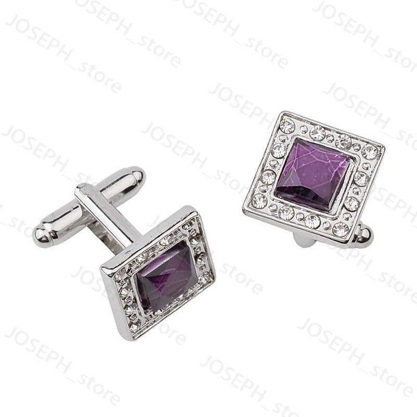 Cuff Liens 3 Couleurs Elegant Hommes Boucons manchettes de haute qualité Classic Luxury Hingestone Crystal Square Cufflin Link mâle French Shirt Bouton J230413