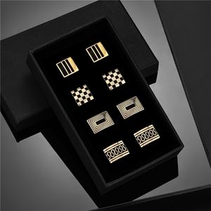 Cuff Links 4 Pairs Cufflinks For Mens With Gift Box Man Shirt Cufflinks Wedding Guests Gifts Men Gift For Husband Jewelry Business Tie Clip 230506