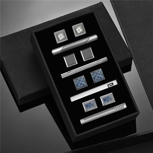 Boutons de manchette 4 ensembles pinces à cravate boutons de manchette pour hommes homme chemise bouton de manchette mariage invités cadeau avec boîte Pise cravates broche luxe hommes mari 230809