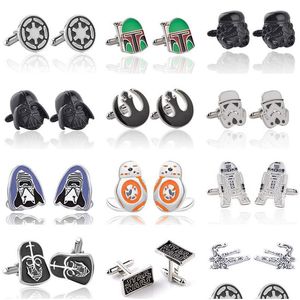 Manchetlinks 50Pairlot Movie Falcon Darth Vader BB8 R2D2 Tie Clips CuffLinks For Fans Gifts 221022 Drop Delivery Sieraden Clasps DHCJ4