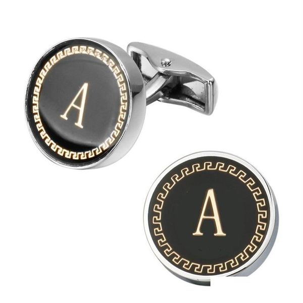 Boutons de manchette Arrivée Mode Lettre A D R H M Boutons de manchette L'alphabet anglais Hommes Chemise Charme Entier 205A Drop Livraison Bijoux Cravate Fermoir Dhf97