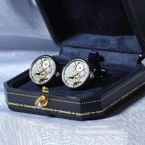 Cuff Links Brand Designer Watch Movement Cufflinks For Mens Business Wedding Shirt Gear Mechanism Functional Cufflink Jewelry 231117