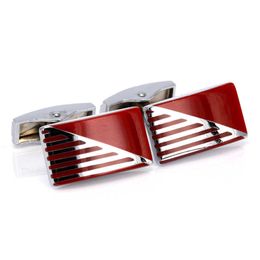 Boutons de manchette C-MAN émail 2 paires/lot carré rouge motif français chemises bijoux mariage marié hommes boutons de manchette G220525