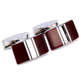 Cuff Links C-Man Luxury Red en Silver Shirt Men's Brand Square Cufflinks G220525