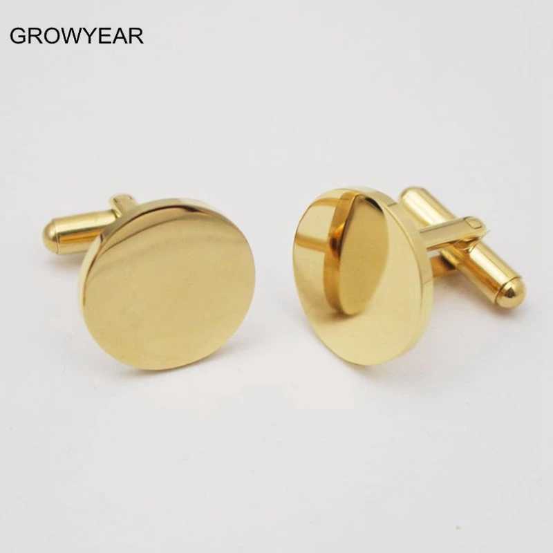 Cuff Links Classic stainless steel jewelry cufflinks golden round blank cufflinks suitable for both men and women you can use