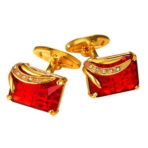 Boutons de manchette Collare Boutons de manchette pour hommes Pierre autrichienne Bijoux en cristal GoldSilver Couleur Rouge Bouton de manchette En gros Hommes Boutons de manchette C142 231020