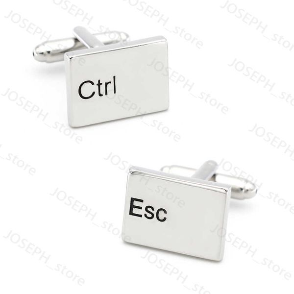 Boutons de manchette Computer Design Esc Ctrl Clavier Boutons de manchette pour hommes Qualité Cuivre Matériel Argent Couleur Boutons de manchette Vente en gros au détail J230413