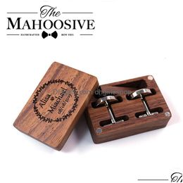 Boutons de manchette Boutons de manchette personnalisés Cadeaux Chemise pour hommes personnalisée Argent Bouton de manchette gravé personnalisé Hommes Gemelos Tlips avec nom Drop Deliver Dhy1A