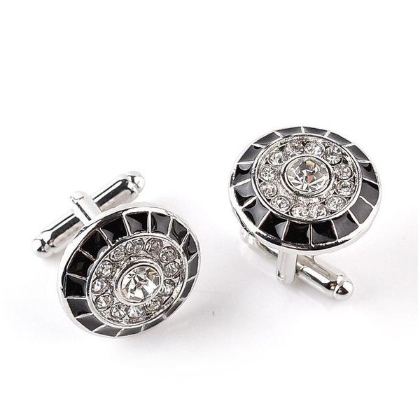 Boutons De Manchette Boutons De Manchette En Diamant Rond Costume D'affaires Chemise Bouton Fermoirs Pour Hommes Bijoux De Mode Drop Delivery Cravate Dhck4