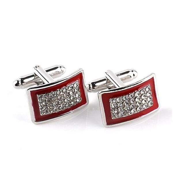 Gemelos Esmalte Diamante Negro Rojo Camisa de negocios Botones de gemelos para mujeres Hombres Vestido Joyería de moda Will y Sandy Drop Delivery Dh8Ec