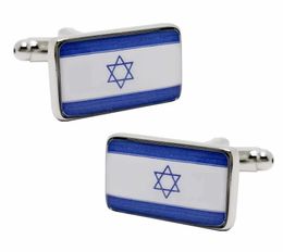Enlaces de manguito entrega gratuita de la bandera nacional Gematinks Blue israelí Diseño de la bandera de la bandera Hot Venta caliente Material de cobre Gematina al por mayor y minorista