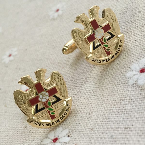 Couchettes Masons Free Cuff Liens de manche à bouton de manche Bouton Scottish Rose Rose Croix Cross 32 degrés Masonie Masonie Freemason Cuff Link 230818