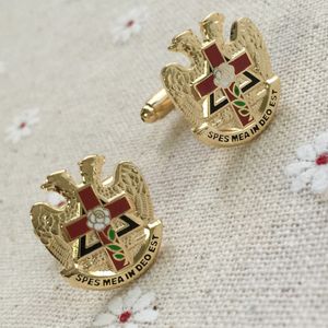 Gemelos de albañiles libres Botón de manga Pins Scottish Rite Rose Croix Cross 32 grados Masonería masónica Freemason Cufflink 230605