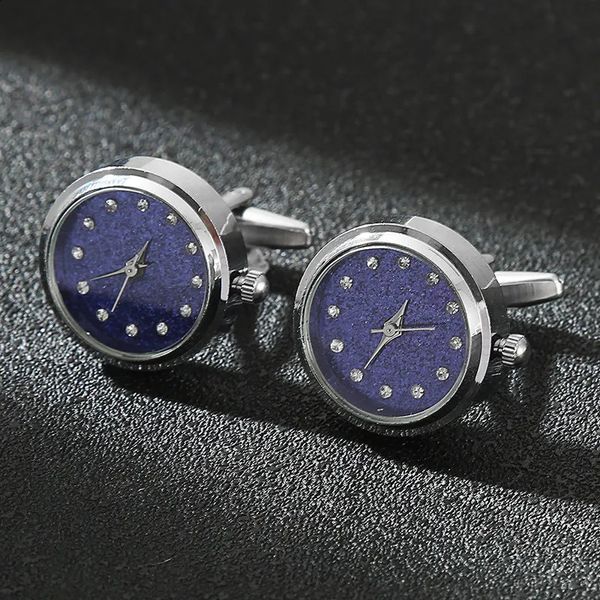 Gemelos Gemelos para hombre de gama alta Reloj despertador Estrella de la moda Gemelos para camisa que combinan con uñas Traje francés Gemelos Reloj Regalo de empresa 231109