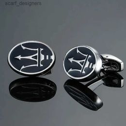 Cuff Links Hi-Quality Mens French Cufflinks Crown Crown Fork Cuff Liens de cuivre Matières ovales Cuffs Business Business Bijoux Y240411