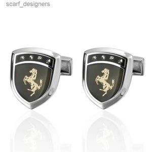 Cuff Links Hyx Bijoux Golden Shield Horse Metal Brand Boutons Cuff Cuff French Cuff Links For Mens Fashion Cuff Links Y240411