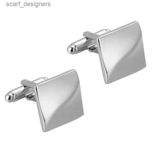 Cuff Links Hyx Jewelry Square Silvery Lignes ondulées Metal Brand Mandon Couchettes Français Cuff Links For Mens Fashion Cuff Links Y240411