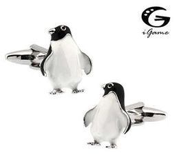 Boutons de manchette iGame Pingouin Boutons de manchette Qualité Laiton Matériel Noir Mignon Animal Design Livraison Gratuite HKD230718