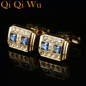 Cuff Links Bijoux French Shirt bout de poignard pour hommes Men de créateur Blue Crystal Cuff Lin