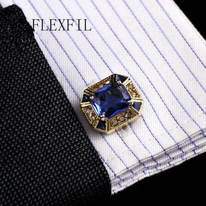 Boutons de manchette bijoux chemise mode bouton de manchette pour hommes marque lien bouton métal cristal haute qualité luxe mariage mâle 230908